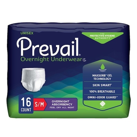Prevail Overnight Absorbent Underwear, Small, 16PK PVX-512